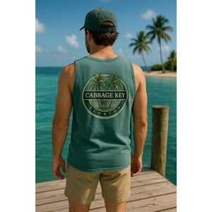 Vintage Gildan T-Shirt Men's Large‎ Green Cabbage Key Florida Ultra Cotton Dock